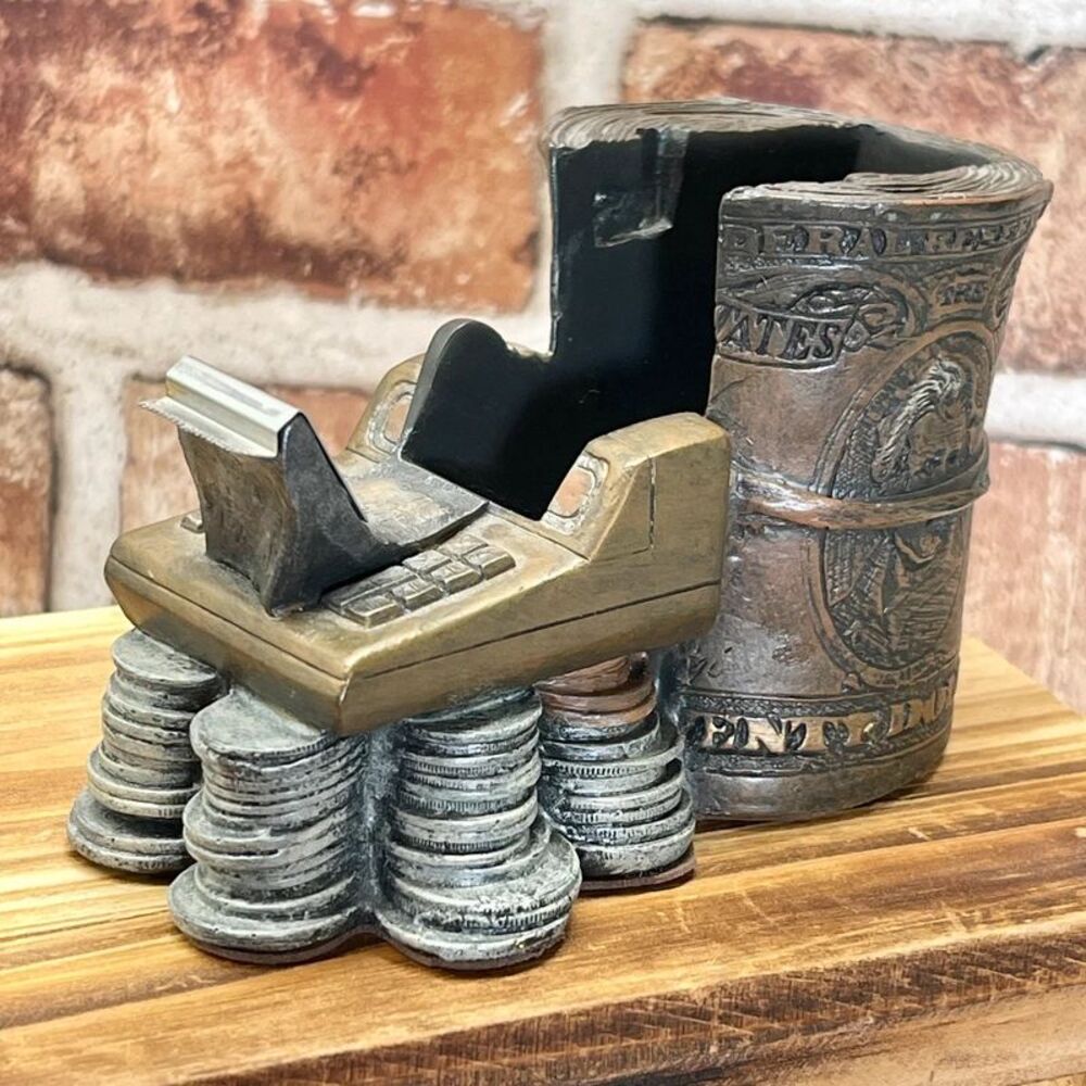 VTG 2001 Figi Finance Desk Table Top Tape Dispenser TD-110 Coins Money